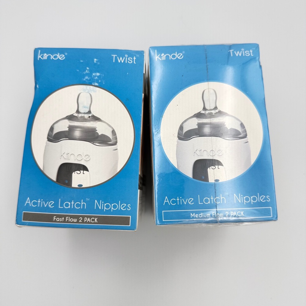 Kiinde Twist Active Latch Nipples Medium & Fast Flow 2-Pack Bundle 8 Count NEW